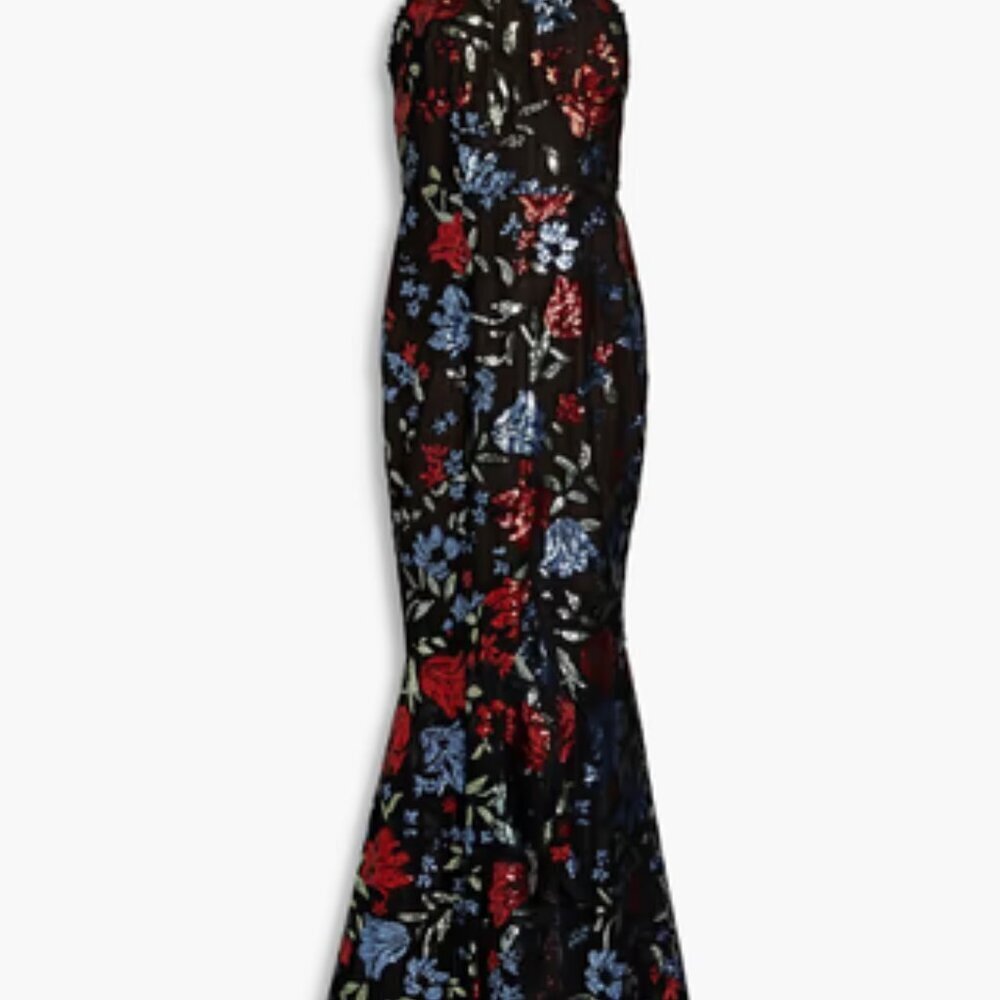NWT Marchesa Notte Sleeveless Halter Embroidered & Sequin Gown. Size 16 - Picture 8 of 8